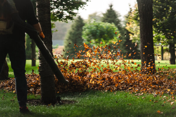 Laubblaeser in Einsatz im Park